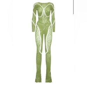 POSTER GIRL rhinestoned Kai jumpsuit in sativa green